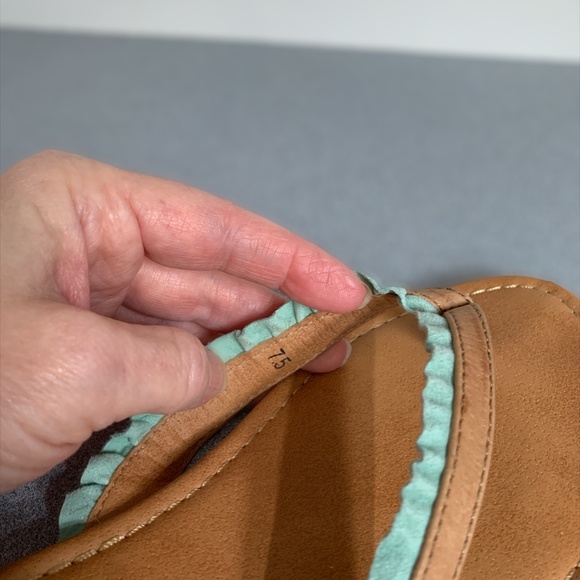 BC Footwear Tan Sandal with Aqua Frill - Picture 5 of 9